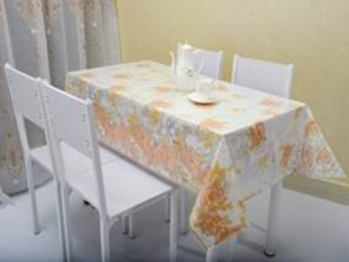 Клеенка EASY LACE ажурная ПВХ желтая с розовым 1,32*22м