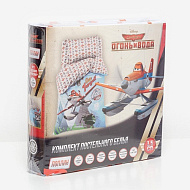 Постельное белье 1,5 сп "Самолеты" 143*215 см, 150*214 см, 70*70 см -1 шт, 100% хлопок, поплин 125 г/м2