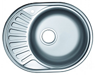 Мойка кухонная Vladiks 45*57, правая, овальная, врезная, нерж, с сифоном, 570*450*160 мм