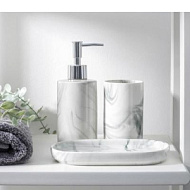 10639134 Набор для ванной комнаты «Сила», 3 предмета (мыльница, дозатор 350 мл, стакан), серый