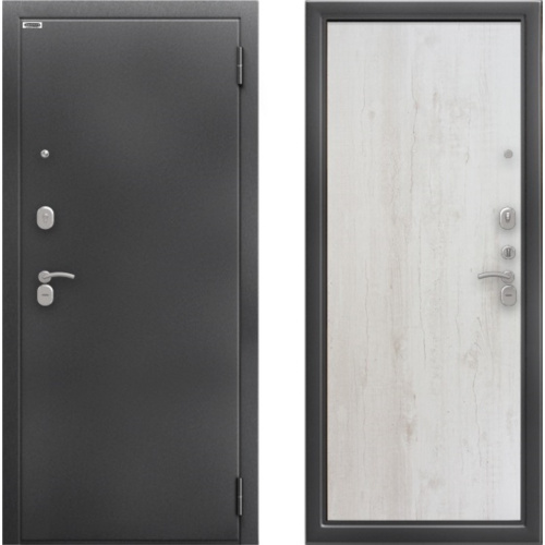 Дверь стальная БЕРЛОГА Сити Антик серебро Лофт  2050*870 правая