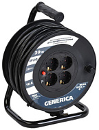 Удлинитель на катушке 4х30м GENERICA 16А IP20 УК30 2P+PE 3х1.5 термозащита