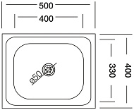 Мойка кухонная Vladix, прямоугольная, накладная, нерж, без сифона, 0,4мм 500*400*120мм