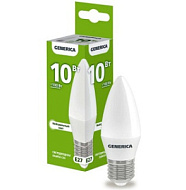 1647617 Лампа светодиодная C35 10Вт свеча 4000К E27 230В GENERICA LL-C35-10-230-40-E27-G