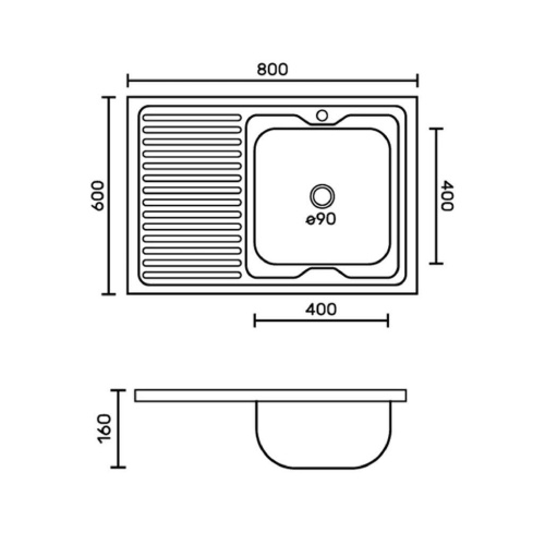 Мойка накладная FABIA 800*600 правая, нержавеющая сталь