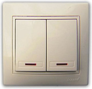 Выключатель Lezard Mira 2-кл СП жемчуж. бел. перламутр 701-3030-101