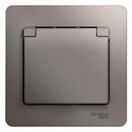 Розетка 1-м СП GLOSSA 16А IP20 250В с заземл. защ.шторки с крышкой в сборе платина SchE GSL001246