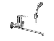 Смеситель для ванны Rossinka, хром, с аксессуарами, длинный излив T40-32