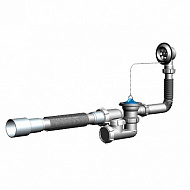 Сифон для ванны регулируемый 1 1/2"х40 с выпуском и переливом с гт 40х40/50 V255