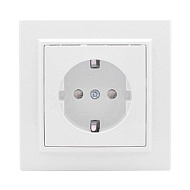 453864 Розетка 1-м СП Минск 16А защ. шторки с заземл. бел. Basic EKF ERR16-028-100