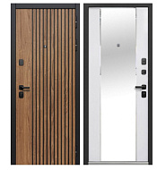 Дверь металлическая Luxor 2 МДФ Дуб Рейка Зеркало 2050*860 левая