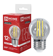 2006614 Лампа светодиодная LED-ШАР-deco 12Вт шар прозрачная 6500К E27 1350лм 230В IN HOME 4690612063