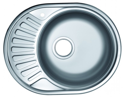 Мойка кухонная Vladiks 45*57, правая, овальная, врезная, нерж, с сифоном, 570*450*160 мм