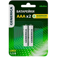 Элемент питания алкалиновый AAA/LR03 Alkaline (блист.2шт) GENERICA ABT-LR03-ST-L02-G