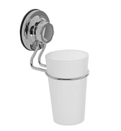 Стакан для щеток Accoona, хром/белый, на присосках А11403