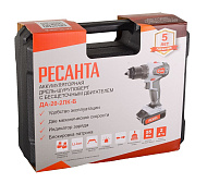 Дрель-шуруповерт аккумуляторная Ресанта ДА-20-2ЛК-Б (2,0А/ч, бесщеточный двигатель)  75/14/10