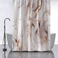 01-110 Штора для ванной Санакс Бежевый мрамор с золотом 180х180 мм, без колец