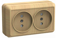 532328 Розетка 2-м ОП 10А IP20 без заземл. сосна IONICH 1438