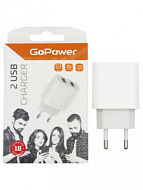 Сетевой б/п 220V-5V GoPower GP2U 2USB до 2,4A 12W белый