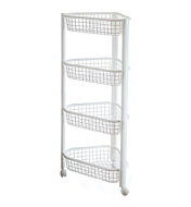 Полка угловая М-Пластик, белый, пластик, 4 секции, на колесах, 380*790*270мм