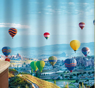 02-22 Штора в ванную комнату Brimix, Воздушный шар, без колец, 1,8*2,0м