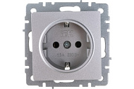 Розетка IEK BRITE РС11-1-0-БрА 16А с заземл. без защ. шторки алюм. BR-R11-16-K47