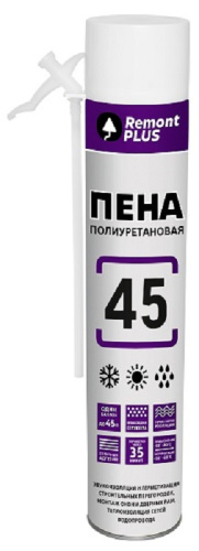 Пена монтажная Ремонт Плюс 45, бытовая, всесезонная, 410 мл