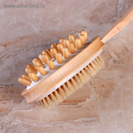 Щётка банная массажная из натуральной щетины, с ручкой, гладкая