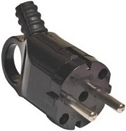 Вилка электрическая угловая UNIVersal А0112 с заземлением, с ушком, 16А, 250В, еврослот, черн