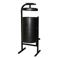 Урна для мусора круглая `Космос` с крышкой и пепельницей (антик серебро) 21 л