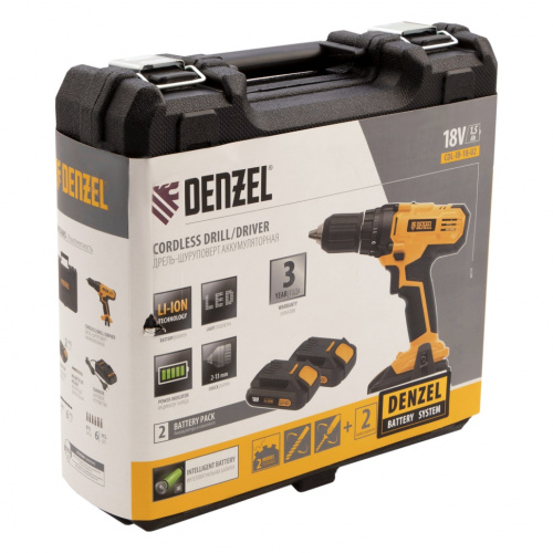 Дрель-шуруповерт аккумуляторная Denzel CDL-IB-18-02