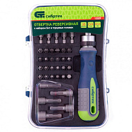 13337 Отвертка реверсивная Сибртех с набором бит и торцевыми головками, 35 шт, CrV