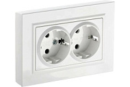 Розетка 2-м IEK СП BRITE РС12-3-БрБ 16А в сборе с заземл. без защ. шторок бел. BR-R21-16-K01