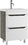 DA5915T Тумба умывальник Айсберг "Bazis 60 Ева" В2 с 2 ящиками, Бетон, с умывальником Bazis 60