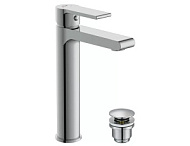 A63024 Смеситель для раковины CERSANIT BRASKO высокий, сливной гарнитур