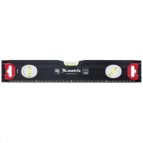 Уровень Matrix алюминиевый, усиленный, фрезерованный, 3 глазка, 400 мм