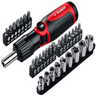 25161-H31 Набор ЗУБР: реверсивно-рычажная отвертка с насадками 31 шт