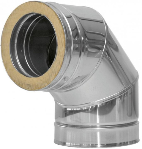 Колено утепленное Феррум d=150/210мм, угол 90°, нержавеющая (430/0,5мм)/оцинкованное, по воде