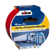 Лента светоотрожающая UNIBOB  48мм х 5м, красно-белая