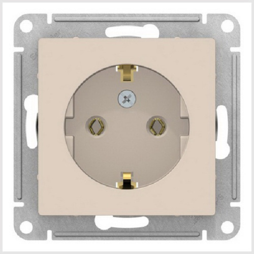 Механизм розетки 1-м СП ATLAS DESIGN с заземл. 16А беж. SchE ATN000243, 1240197