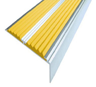 Двойной угол-порог ЕСО противоскол. алюм. 68х22,5 мм, с ЖЁЛТОЙ резиновой вставкой. длинна 1,35м