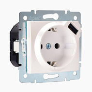 551551 Механизм розетки 1-м СП Karina 16А с заземл. с USB-разъемом жемчуж./бел. перламутр. LEZARD