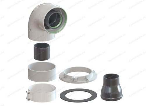 Колено коаксиальное d60/100 МЕТАЛЛ с фланцем