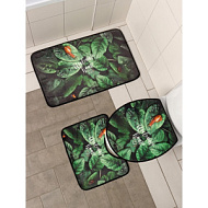 Набор ковриков для ванны и туалета Доляна «Тропики», 3 шт., 50×80, 45×50, 38×43 см