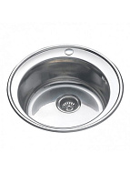 Мойка кухонная Vladiks, круглая, врезная, нерж, с сифоном, 490*490*160 мм