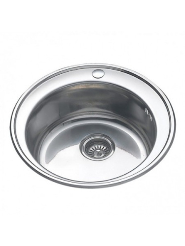 Мойка кухонная Vladiks, круглая, врезная, нерж, с сифоном, 490*490*160 мм