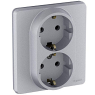 1445247 Розетка Inspiria 16А 250В 2х2P+E немецк. стандарт алюм. Leg 673752