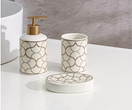 Набор для ванной комнаты Доляна Сицилия, 3 предмета,(мыльница, дозатор для мыла, стакан),белый