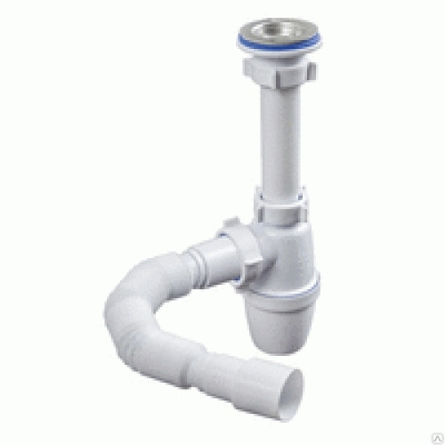 Сифон для раковины с удлиненным патрубком ОРИО 1 1/4х40мм гофротруба 40х40/50мм решетка 63мм