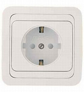 33047 Розетка Makel Mimoza 1-м СП с/з с белая/белая 12008